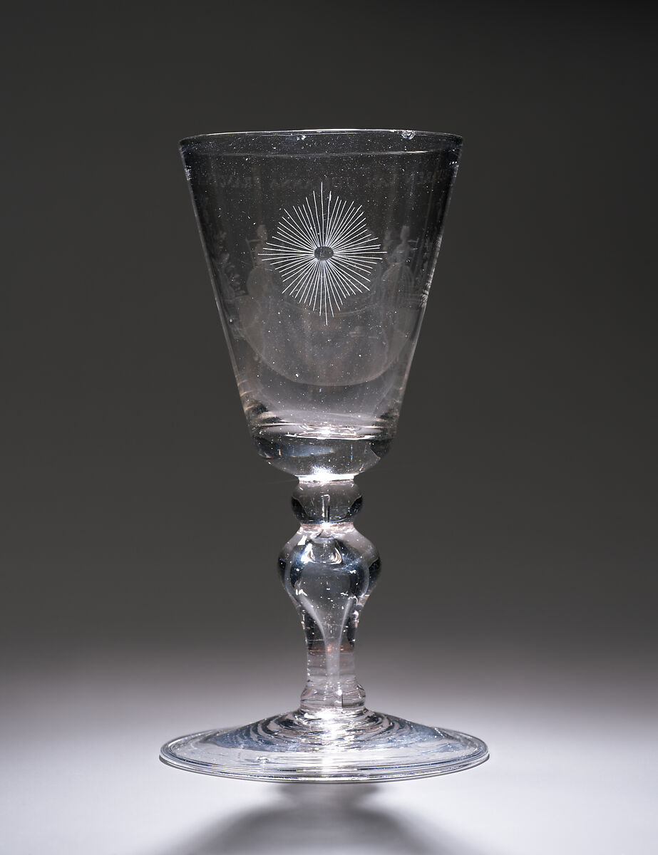 Wine goblet, Glass, wheel engraved, Possibly Northern German glass with Dutch engraving