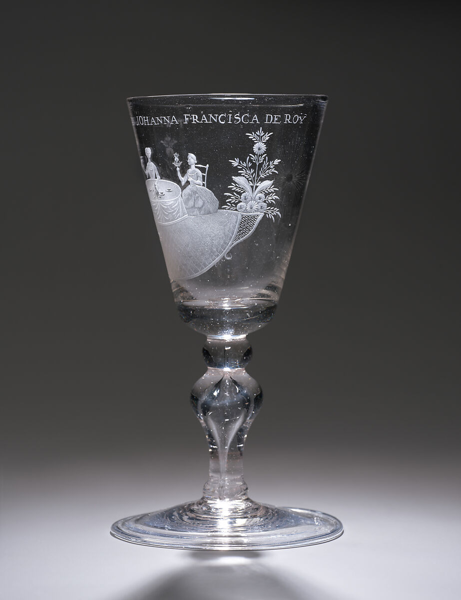 Wine goblet, Glass, wheel engraved, Possibly Northern German glass with Dutch engraving