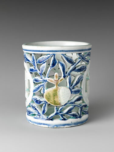 Brush holder with pomegranate and inscription