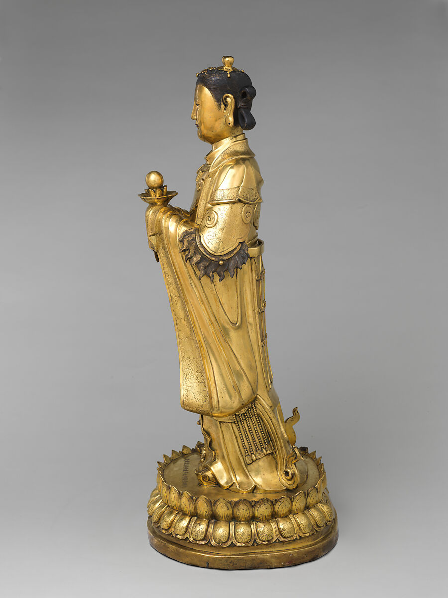 Dragon Girl (Longnü), Gilt copper alloy, China