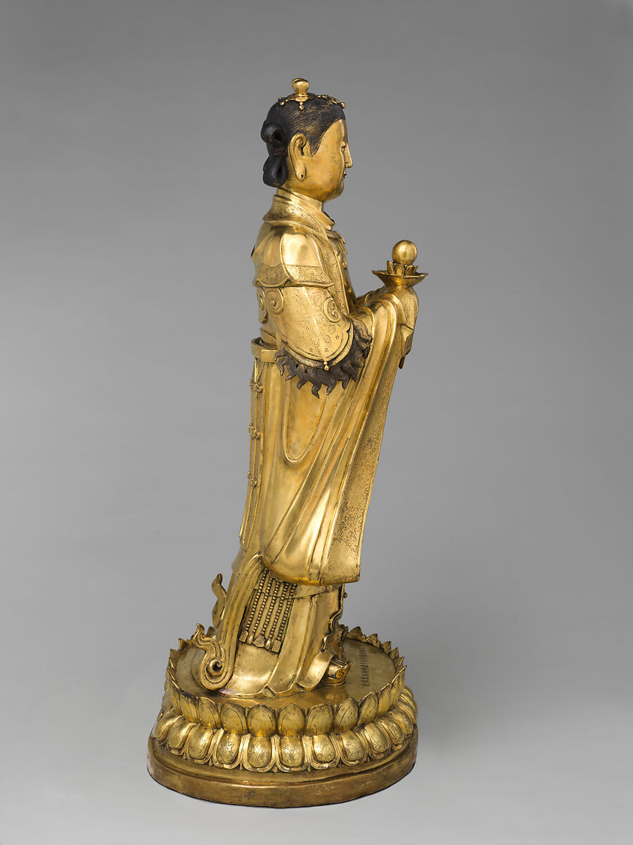 Dragon Girl (Longnü), Gilt copper alloy, China