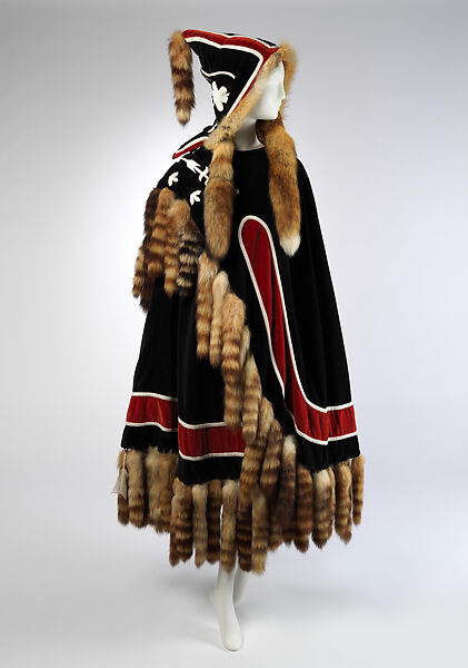 Cape, Giorgio di Sant&#39;Angelo (American, born Italy, 1933–1989), cotton, fur, plastic (vinyl), feathers, American 