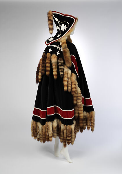 Cape, Giorgio di Sant'Angelo (American, born Italy, 1933–1989), cotton, fur, plastic (vinyl), feathers, American