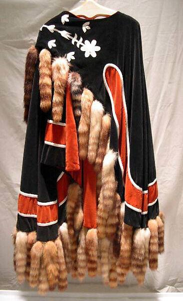 Cape, Giorgio di Sant'Angelo (American, born Italy, 1933–1989), cotton, fur, plastic (vinyl), feathers, American