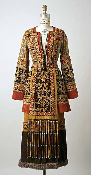 Ensemble, Giorgio di Sant'Angelo (American, born Italy, 1933–1989), (a) wool, cotton; (b,c) cotton; (d) cotton, wood, glass, American