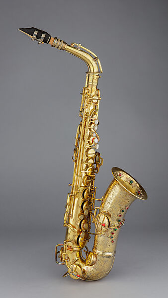 Alto saxophone, E-flat, C.G. Conn Ltd., Gold plated brass, mother-of-pearl, clear-glass jewels