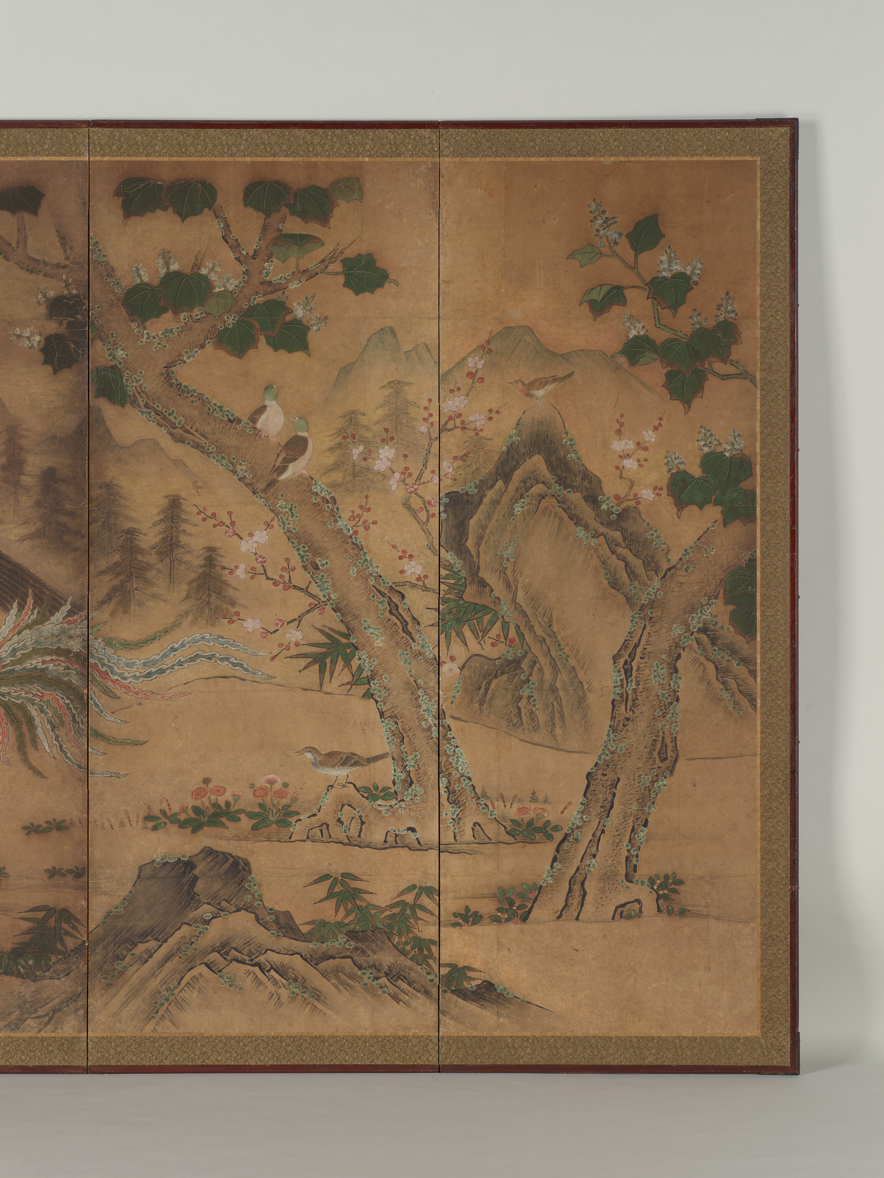 momorin 絵画３点 Follower of Kano Motonobu - Phoenix and Peacock in a Landscape