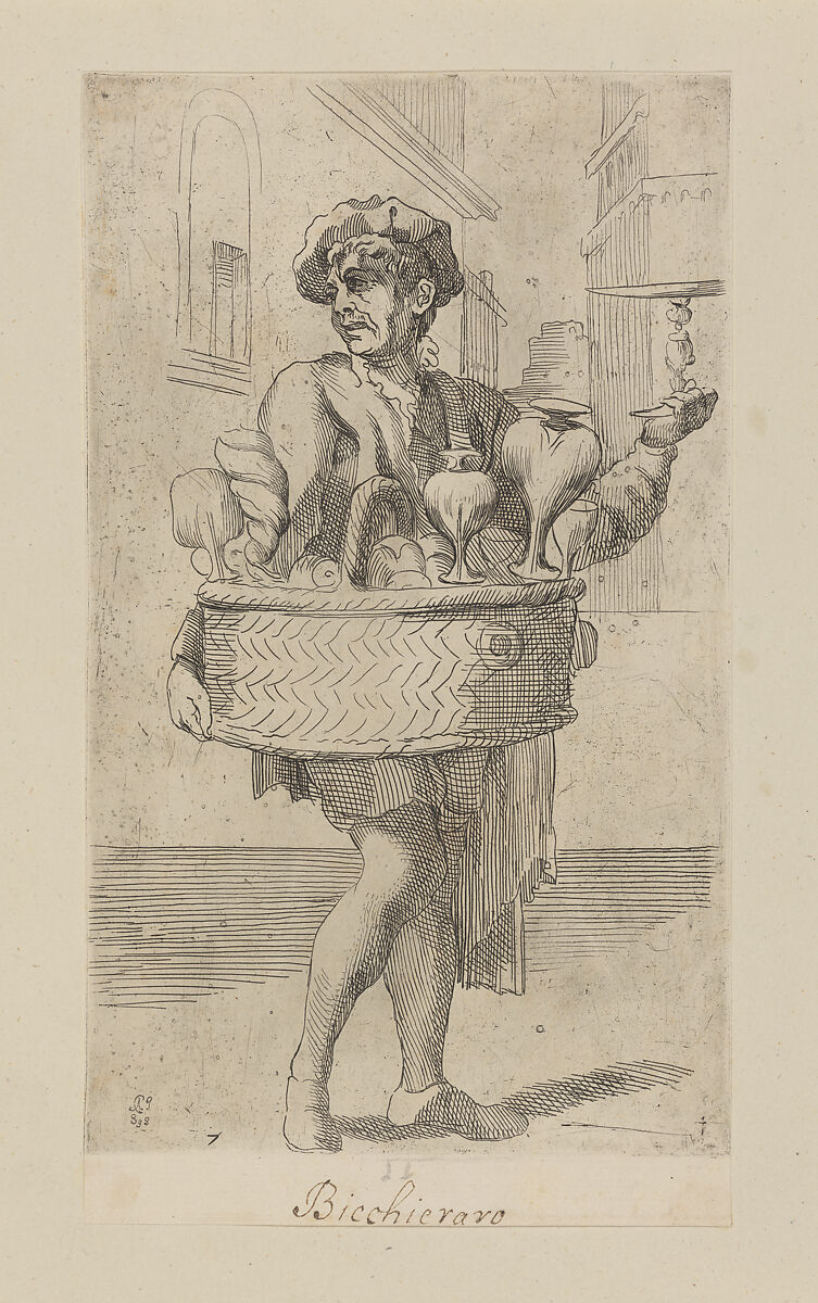 Plate 7: Vendor of glassware, Simon Guillain II (French, born Paris, 1618), Etching