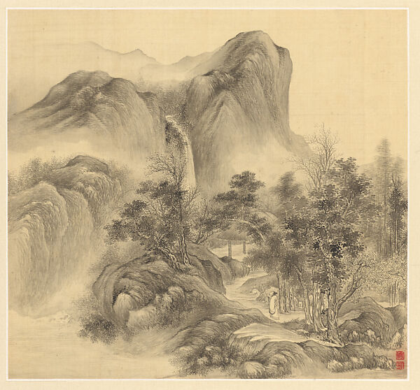 Landscapes, Tao Hong (Chinese, active ca. 1610-40s), Album of five leaves; ink and color on silk, China