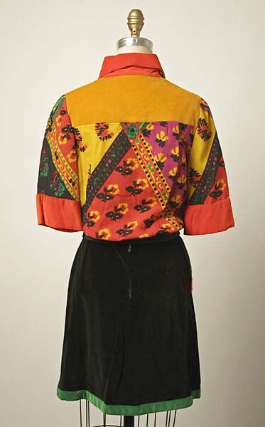 Ensemble, Giorgio di Sant'Angelo (American, born Italy, 1933–1989), (a, b) polyester, linen, cotton, plastic; (c) wool, synthetic fiber, wood, American
