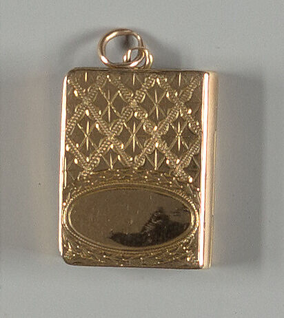 Locket, in memory of, Gold, enamel, glass, textile