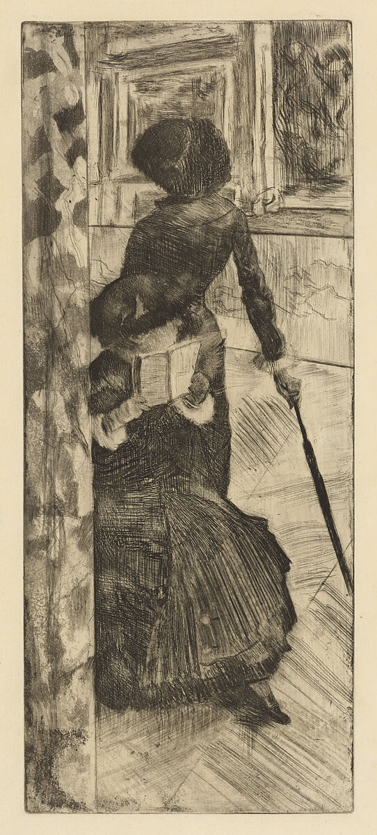 Mary Cassatt at the Louvre: The Paintings Gallery, Edgar Degas  French, Soft ground, aquatint, etching, and drypoint; unique impression of the fourth state of twenty