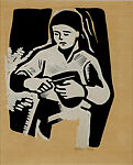 Woman Cutting Bread, Sándor Bortnyik  Hungarian, Gouache on paper