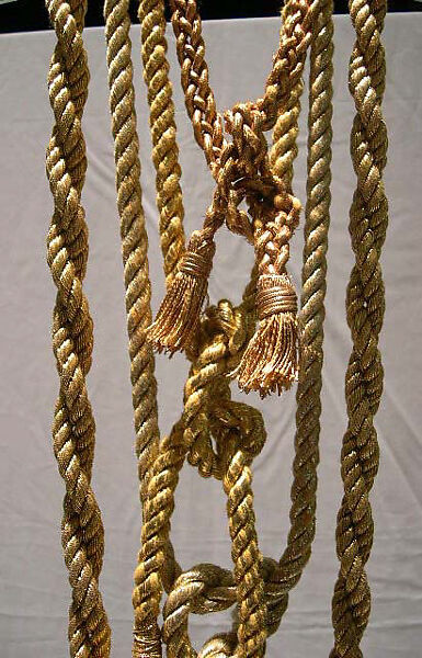 Ensemble, Giorgio di Sant'Angelo (American, born Italy, 1933–1989), (a) cotton/linen, wood; (b) nylon, wood; (c–f) cotton/metallic thread, American