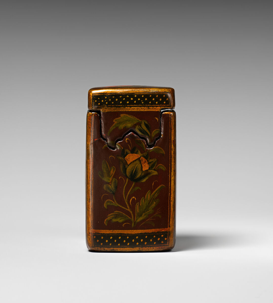 Qajar Lacquer Game Box with Thirty Four Bone Playing Cards, Box: Papier-mache; painted and varnishedCards: Bone with opaque watercolor