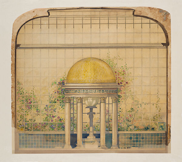 Design for a Conservatory, Josefina de Mesa Residence, Havana, Cuba, Louis C. Tiffany (American, New York 1848–1933 New York), Transparent and opaque watercolor, ink and graphite on paper