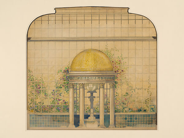 Design for a Conservatory, Josefina de Mesa Residence, Havana, Cuba, Louis C. Tiffany  American, Transparent and opaque watercolor, ink and graphite on paper