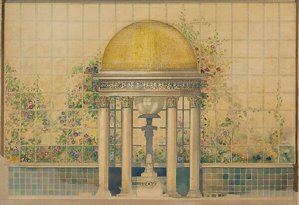 Design for a Conservatory, Josefina de Mesa Residence, Havana, Cuba, Louis C. Tiffany (American, New York 1848–1933 New York), Transparent and opaque watercolor, ink and graphite on paper