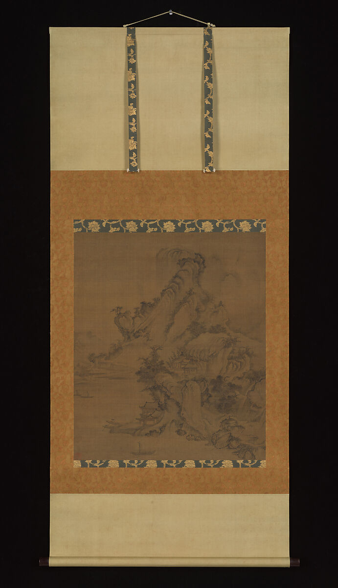 Landscape, Unidentified artist, Hanging scroll;  ink and color on silk, Korea