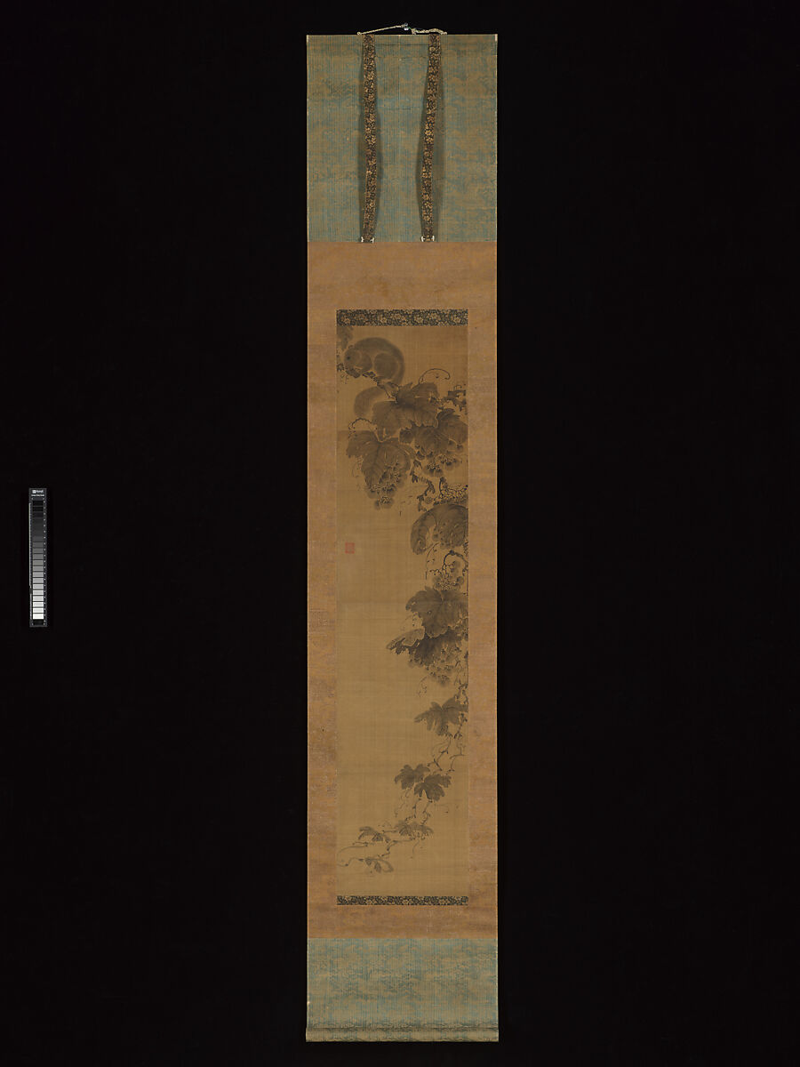 Grapevine and Squirrel, Unidentified artist, Hanging scroll; ink on silk, Korea