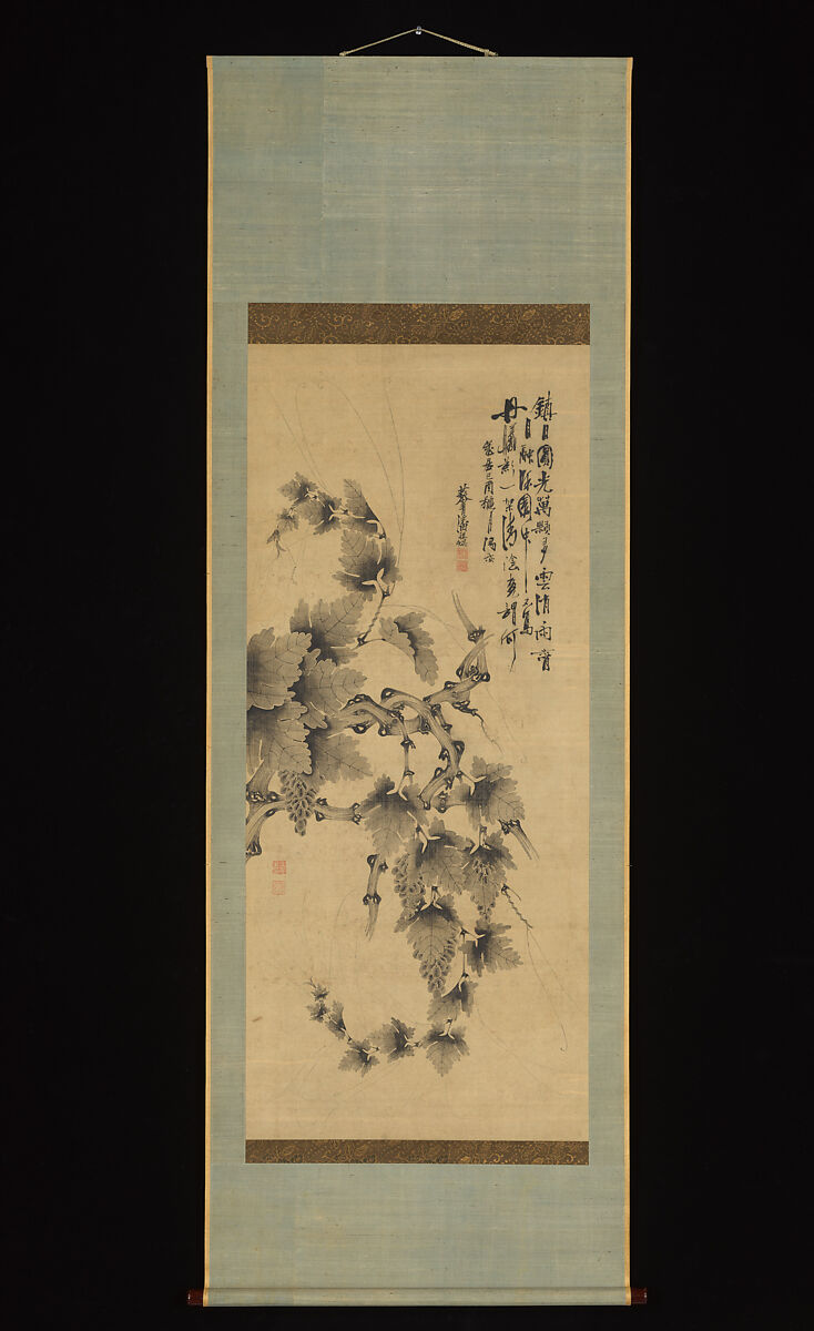 Grapevine, Ban Jogon (Korean, dates unknown), Hanging scroll; ink on silk, Korea