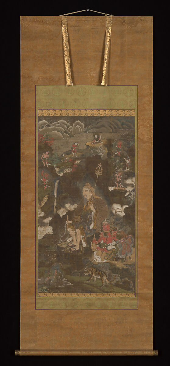 Portrait of En no Gyōja, Hanging scroll; ink and color on silk, Japan
