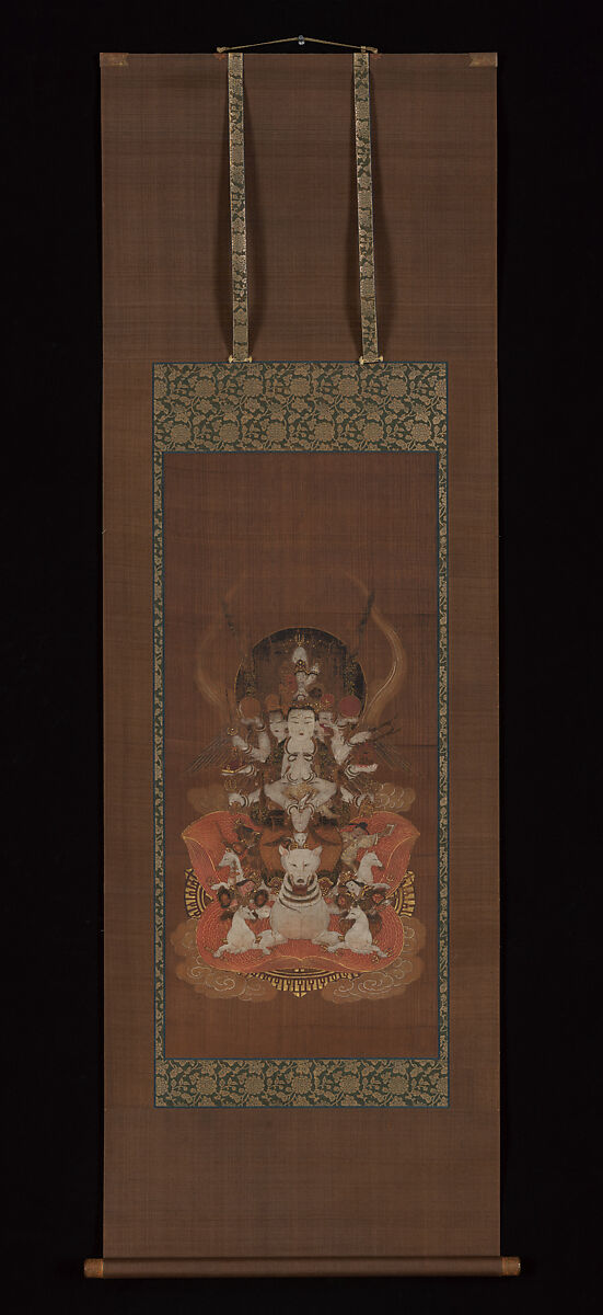 The Buddhist Goddess Dakini, Hanging scroll; ink, color, and gold on silk, Japan