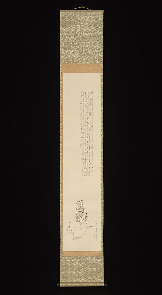 White-Robed Kannon, inscribed with the Heart Sutra, Tanomura Chikuden (Japanese, 1777–1835), Hanging scroll; ink and color on paper, Japan