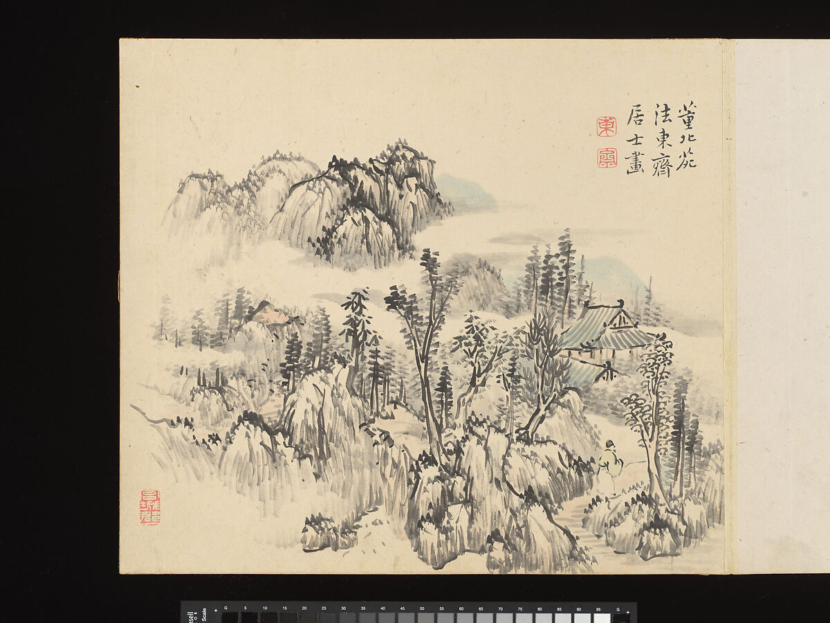 Title: Landscapes after Masters of the Past, Paintings by Sugai Baikan (Japanese, 1784–1844), Album of eighteen double leaves; ink and color on paper, Japan