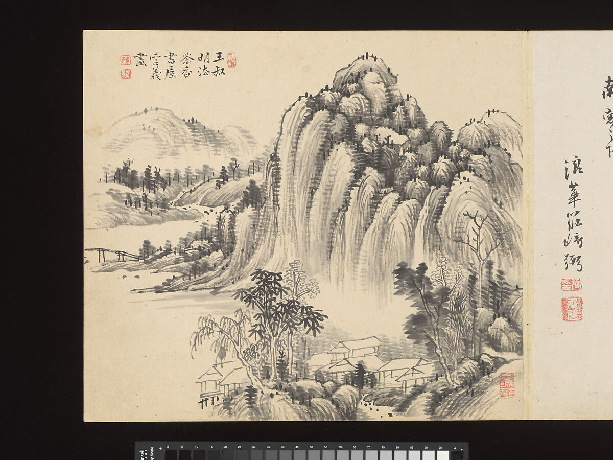 Title: Landscapes after Masters of the Past, Paintings by Sugai Baikan (Japanese, 1784–1844), Album of eighteen double leaves; ink and color on paper, Japan