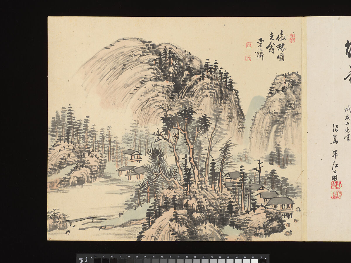 Title: Landscapes after Masters of the Past, Paintings by Sugai Baikan (Japanese, 1784–1844), Album of eighteen double leaves; ink and color on paper, Japan