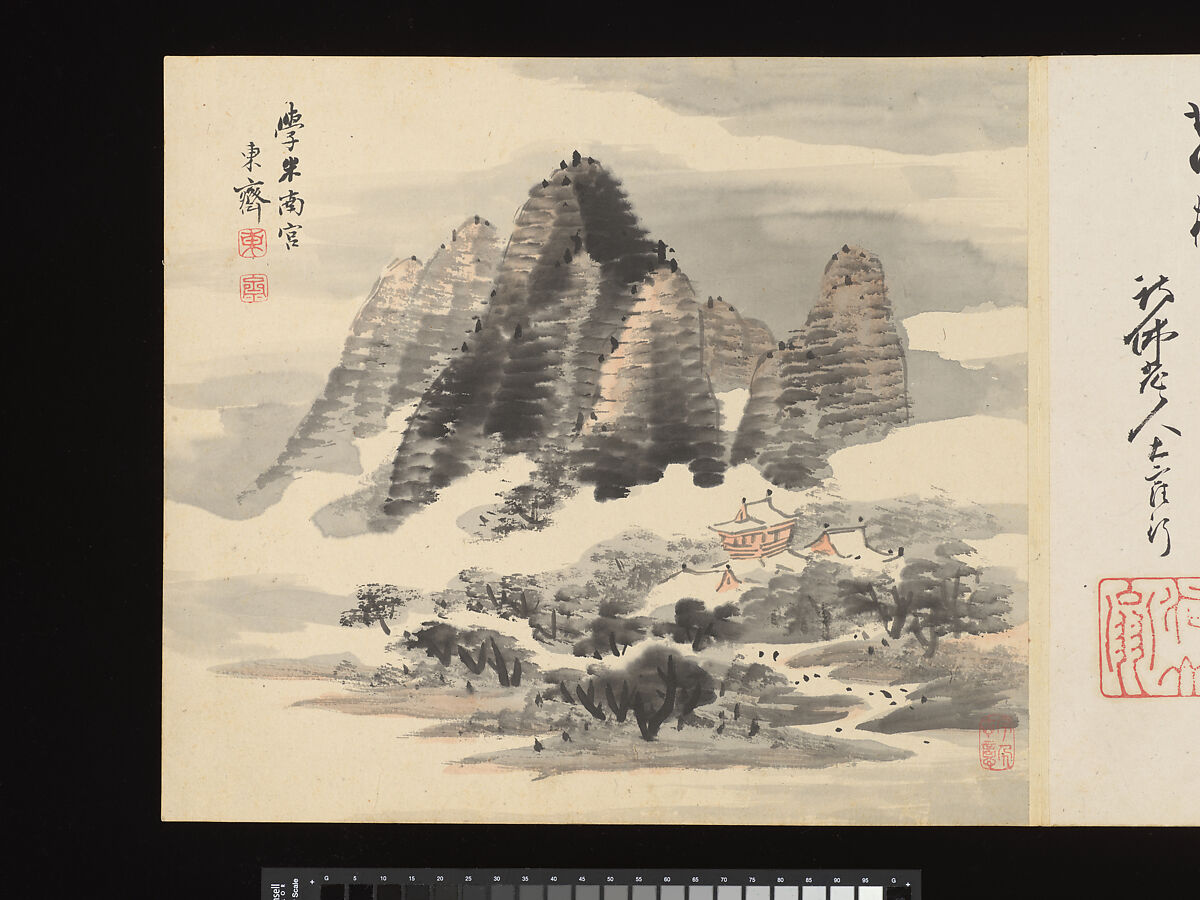 Title: Landscapes after Masters of the Past, Paintings by Sugai Baikan (Japanese, 1784–1844), Album of eighteen double leaves; ink and color on paper, Japan