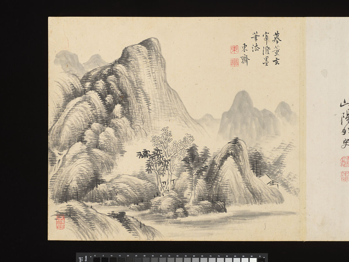Title: Landscapes after Masters of the Past, Paintings by Sugai Baikan (Japanese, 1784–1844), Album of eighteen double leaves; ink and color on paper, Japan