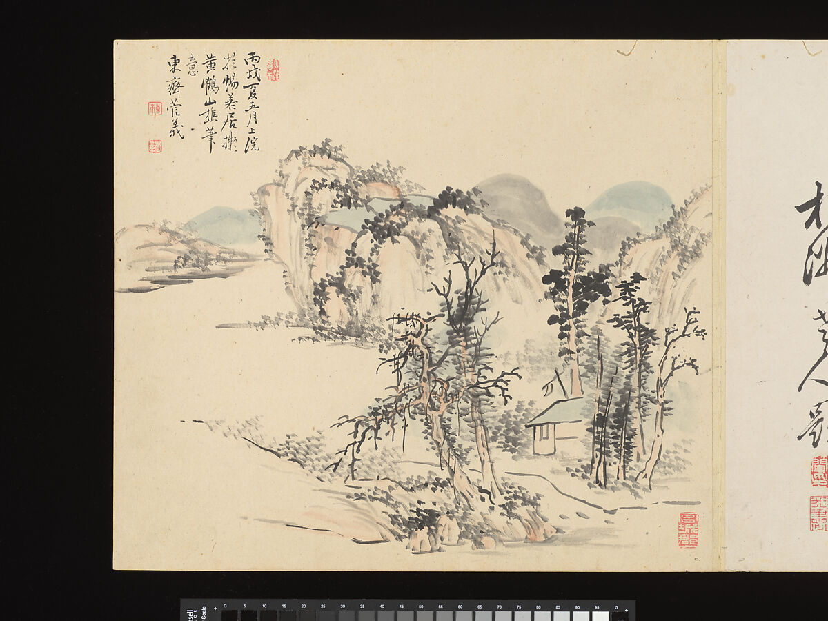 Title: Landscapes after Masters of the Past, Paintings by Sugai Baikan (Japanese, 1784–1844), Album of eighteen double leaves; ink and color on paper, Japan