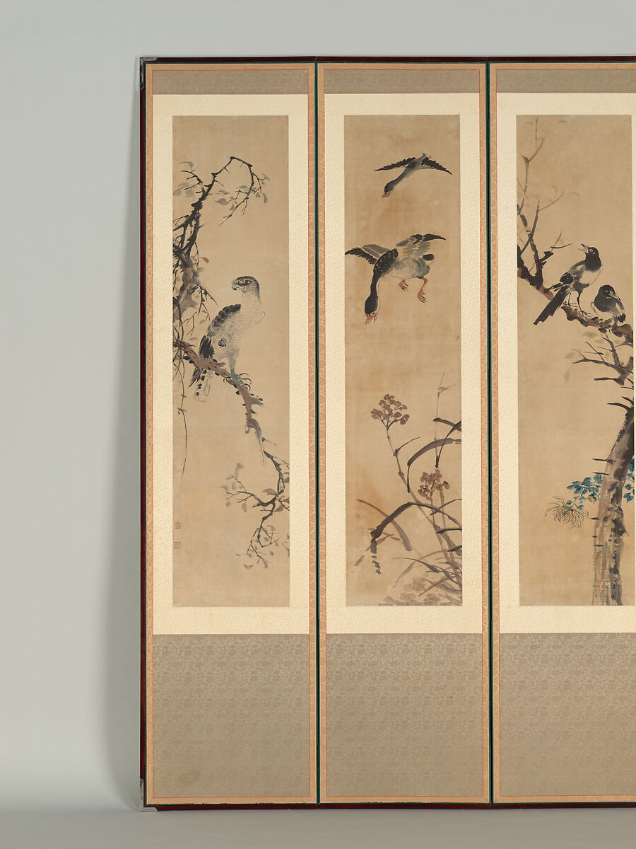 Birds, Animals, and Still-lifes, Jang Seung-eop (장승업 張承業, sobriquet: Owon 오원 吾園) (Korean, 1843–1897), Eight-panel folding screen; ink and color on panel, Korea