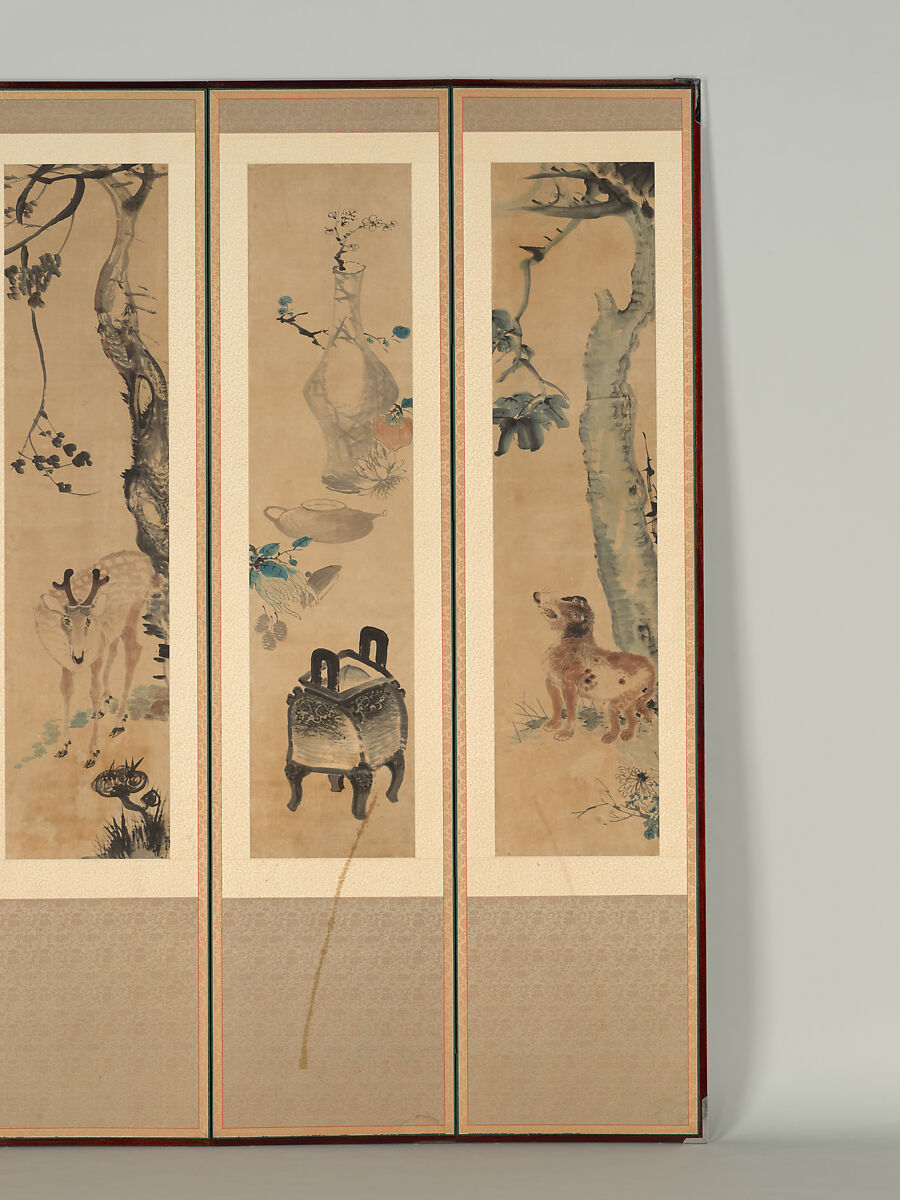 Birds, Animals, and Still-lifes, Jang Seung-eop (장승업 張承業, sobriquet: Owon 오원 吾園) (Korean, 1843–1897), Eight-panel folding screen; ink and color on panel, Korea