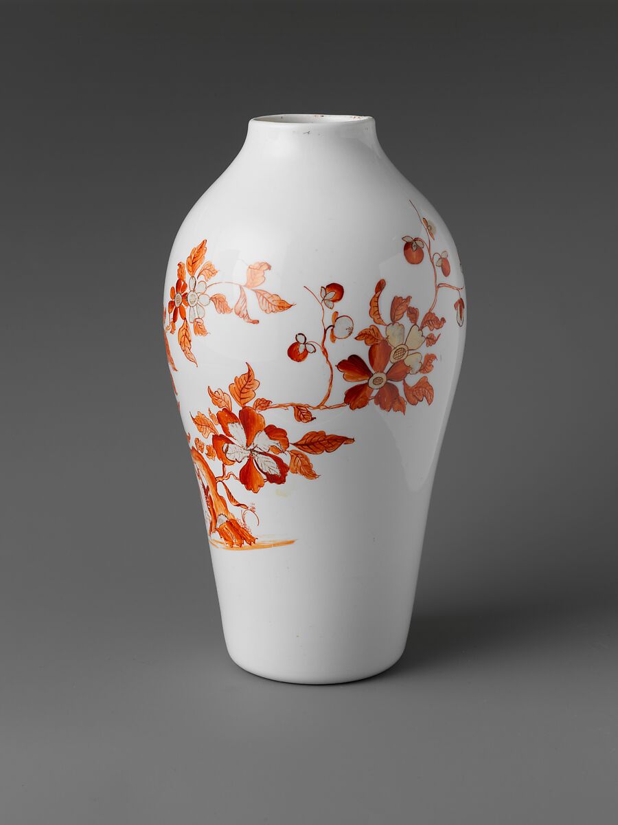 Vase, Opaque glass with enamel decoration, British