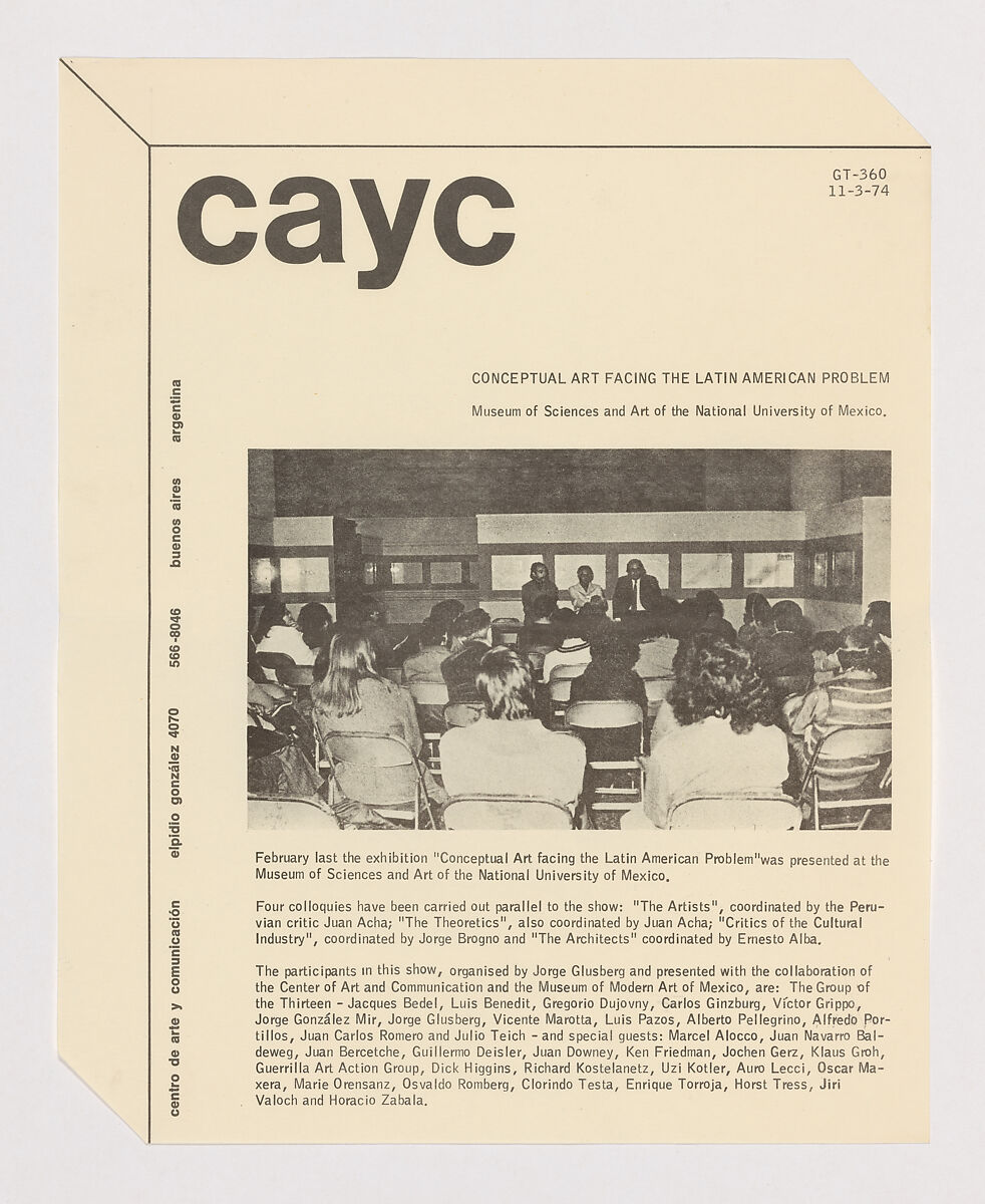 CAYC : [gacetilla], Centro de Arte y Comunicación 