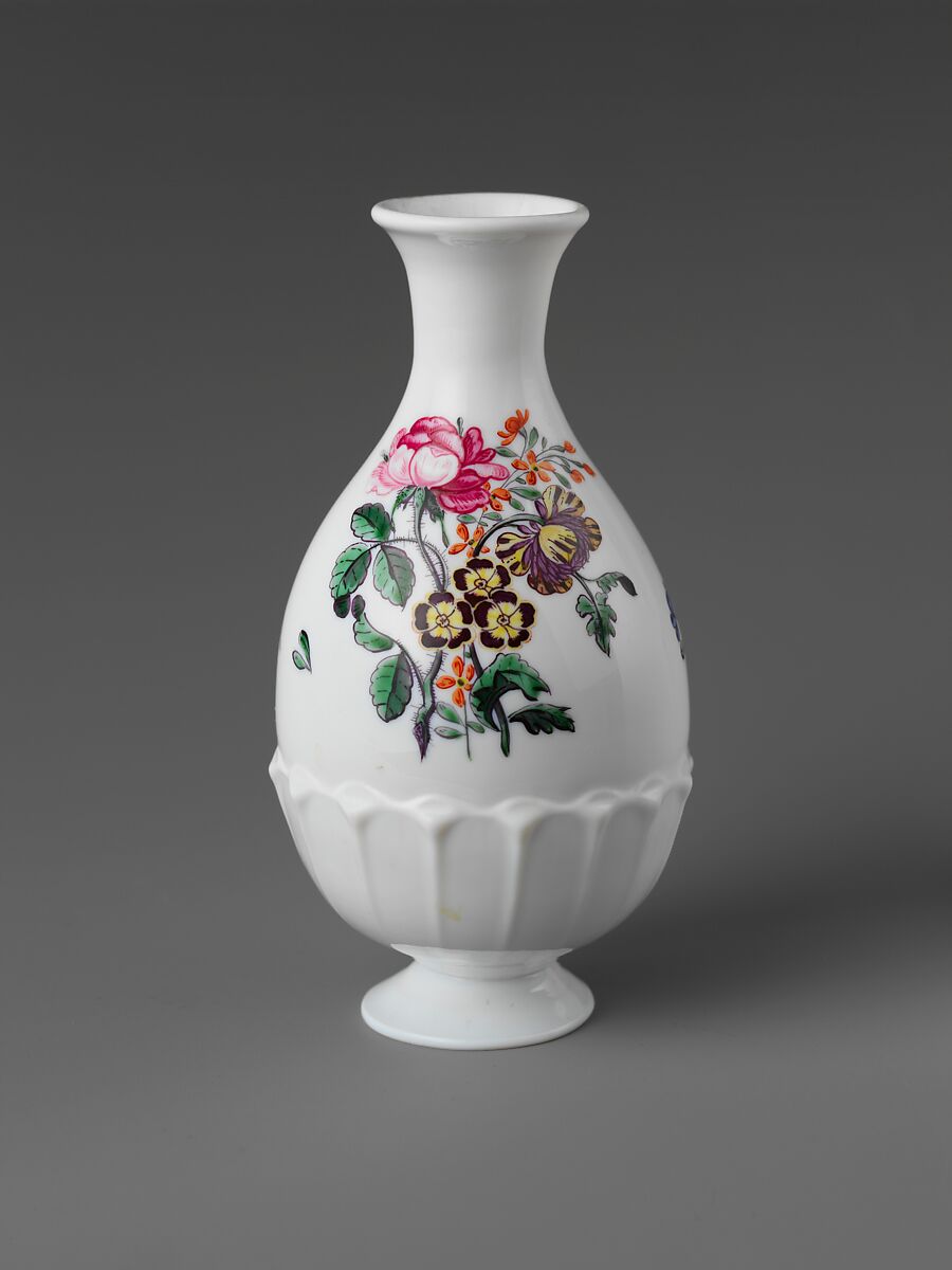 Vase, Opaque glass with enamel decoration, British 