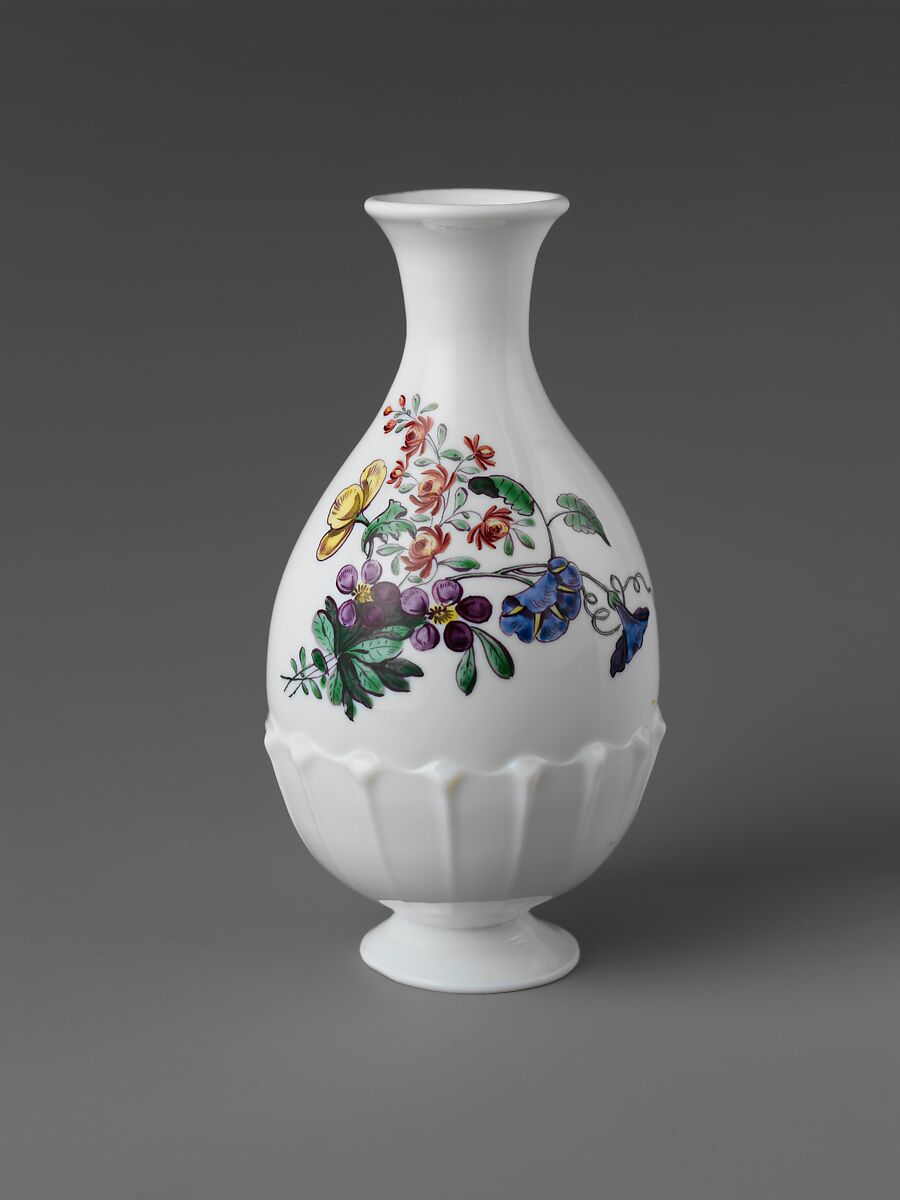 Vase, Opaque glass with enamel decoration, British