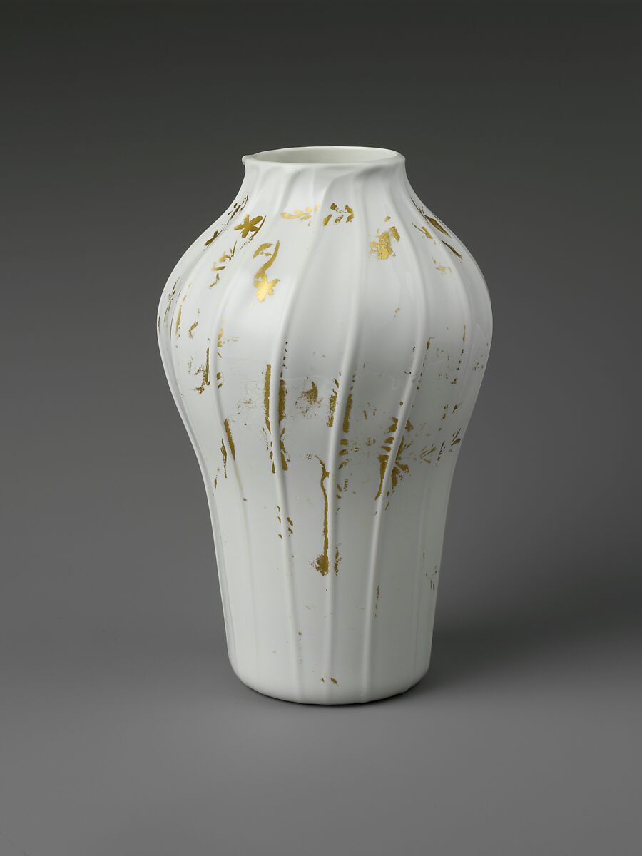 Vase, Opaque glass with enamel decoration, British 