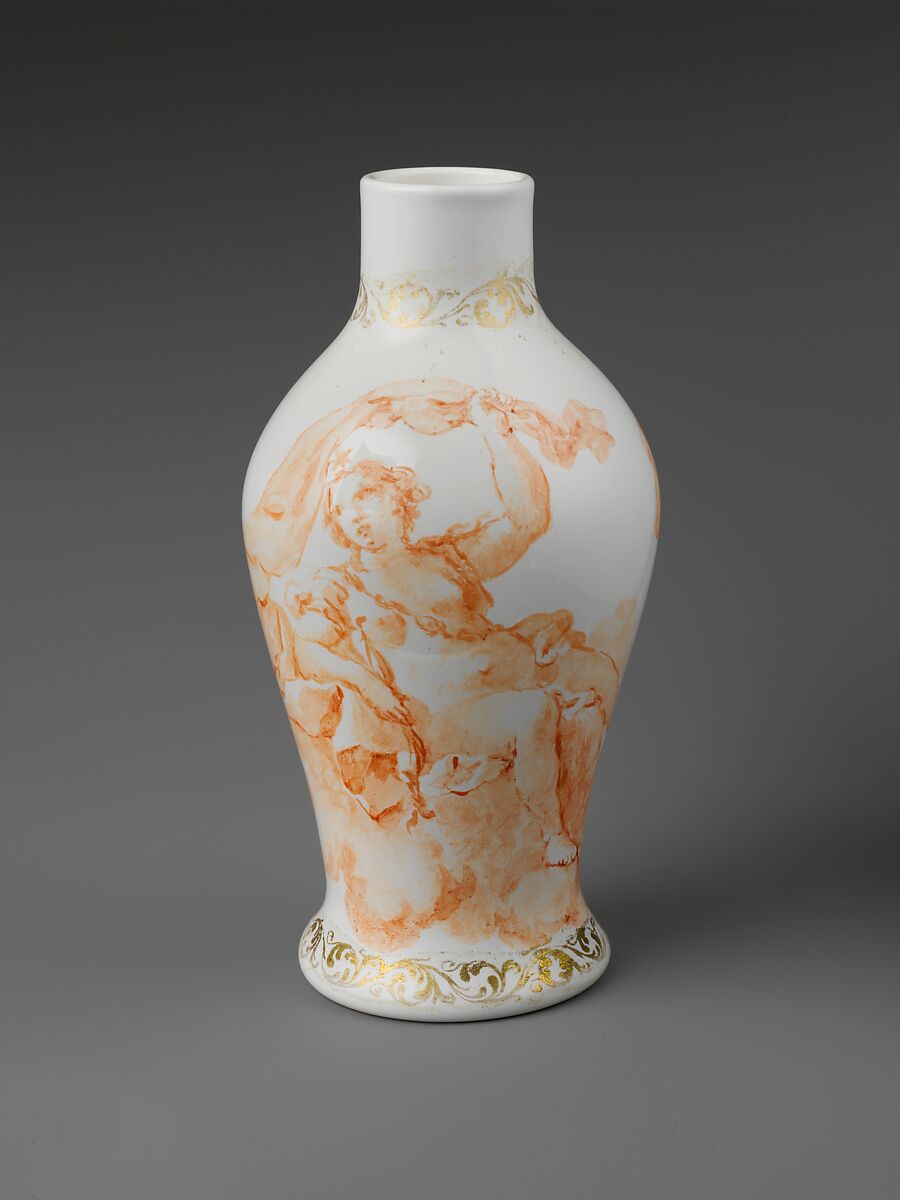 Vase, Painted opaque glass, American 