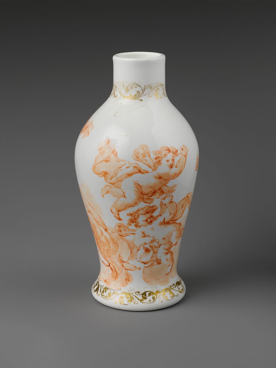 Vase, Painted opaque glass, American