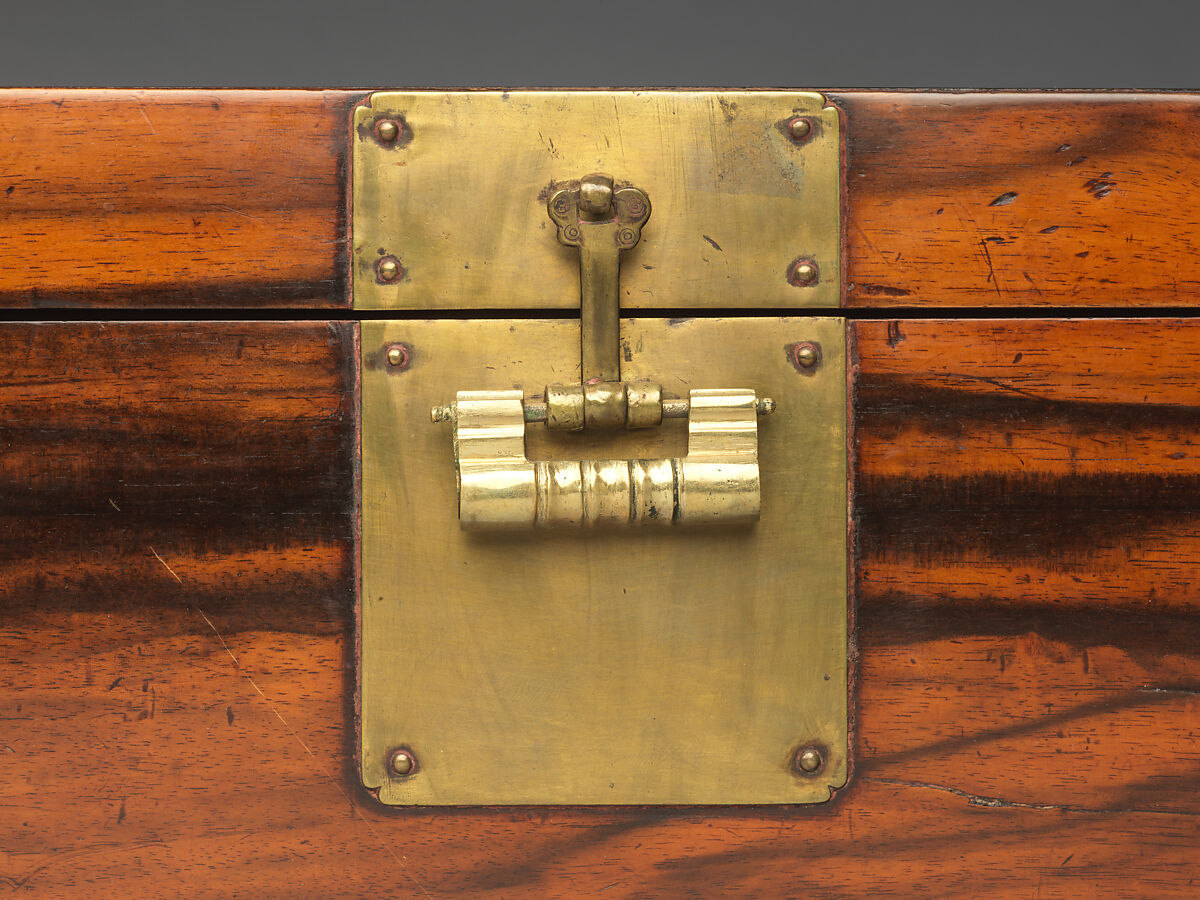 Document box with brass fitting, Persimmon wood and brass, Korea
