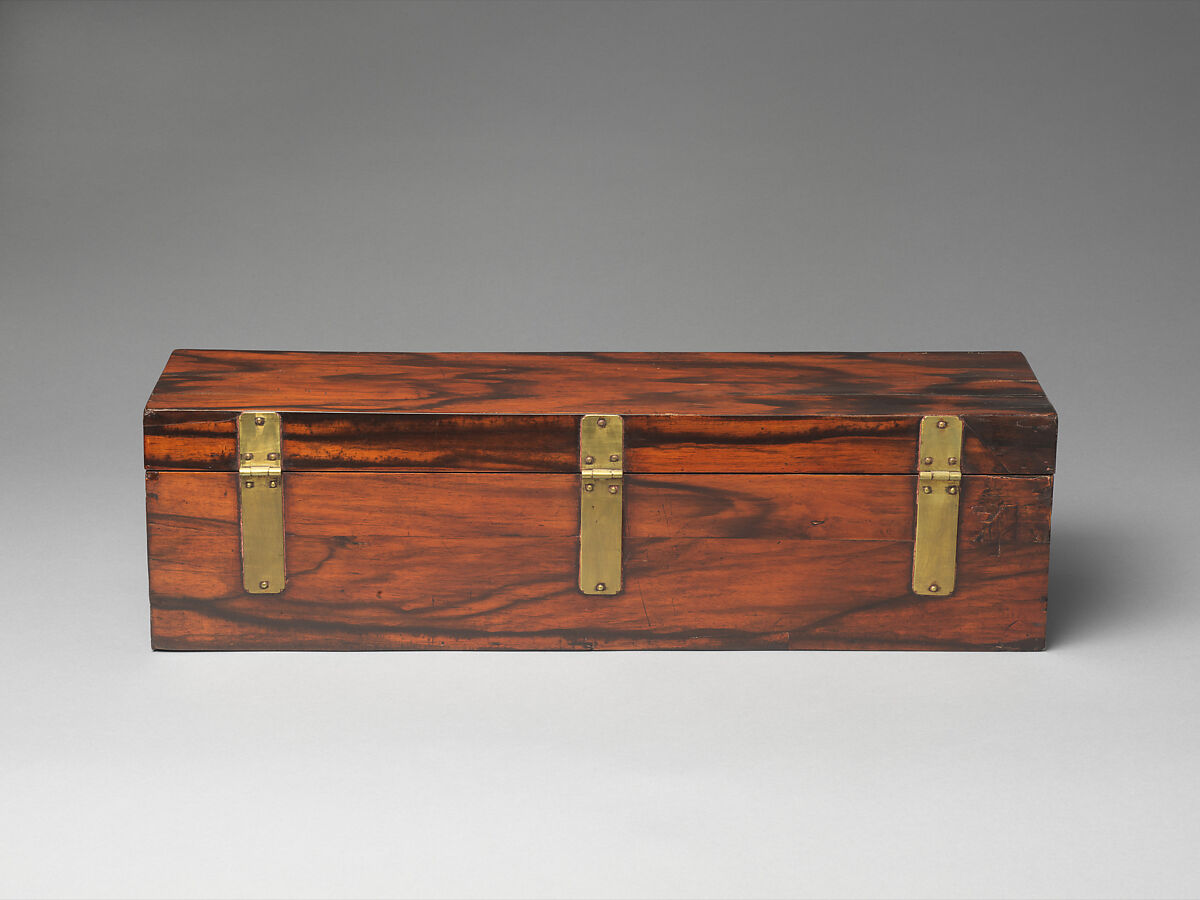 Document box with brass fitting, Persimmon wood and brass, Korea