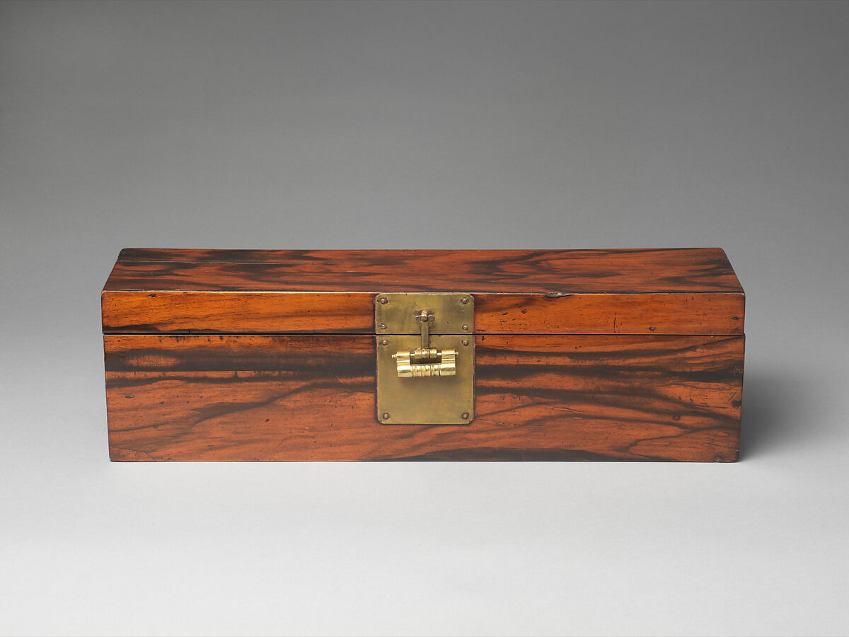 Document box with brass fitting, Persimmon wood and brass, Korea