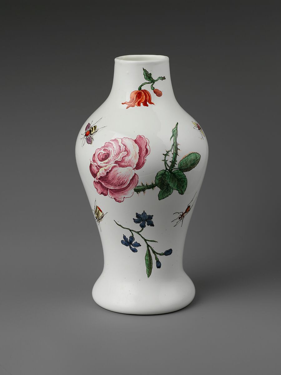 Vase, Opaque glass with enamel decoration, Italian 