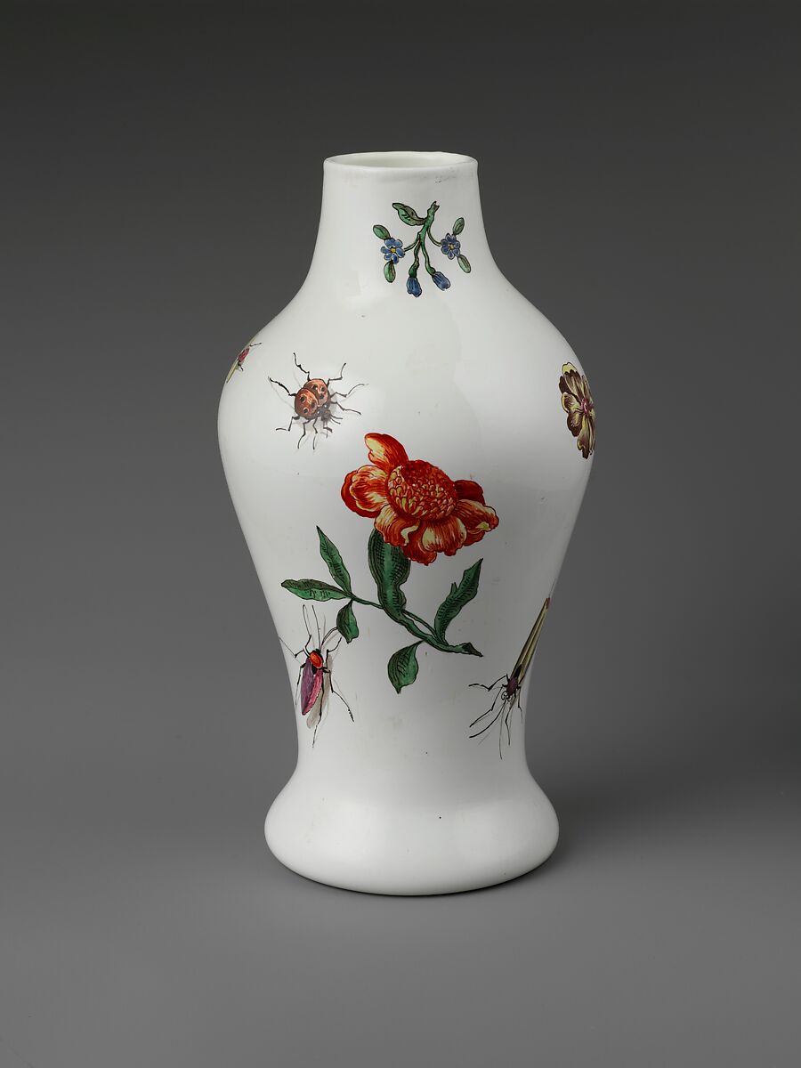 Vase, Opaque glass with enamel decoration, Italian
