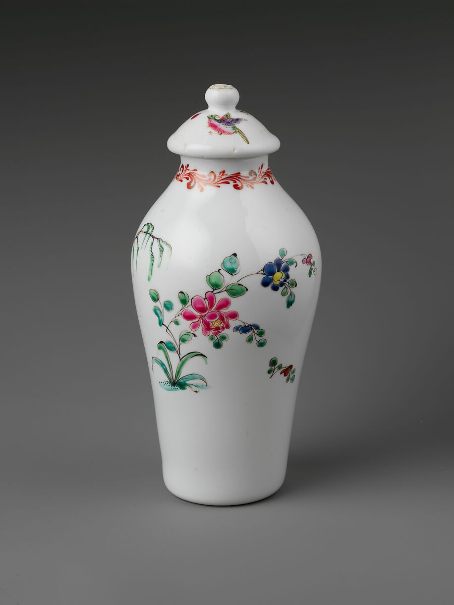Vase, Opaque glass with enamel decoration, British