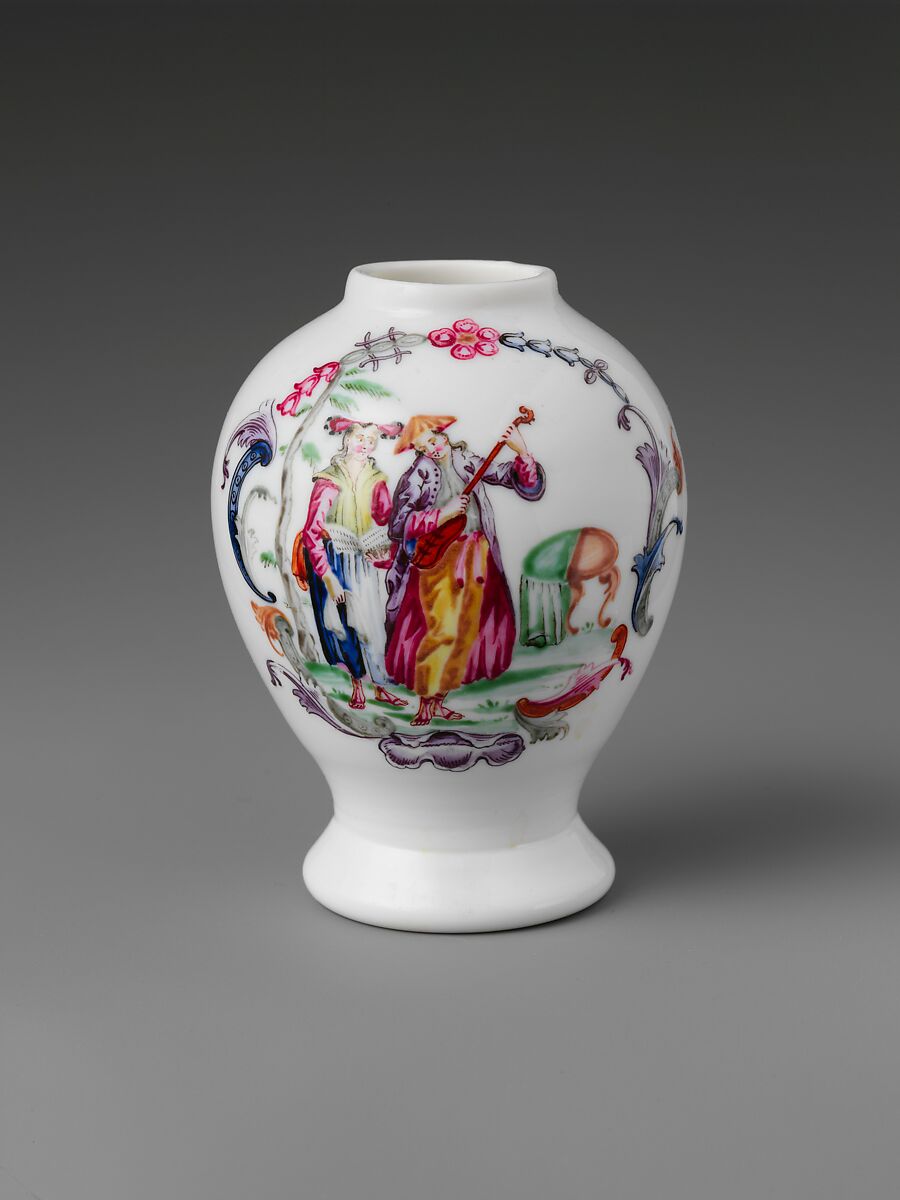 Vase, Opaque glass with enamel decoration, British 